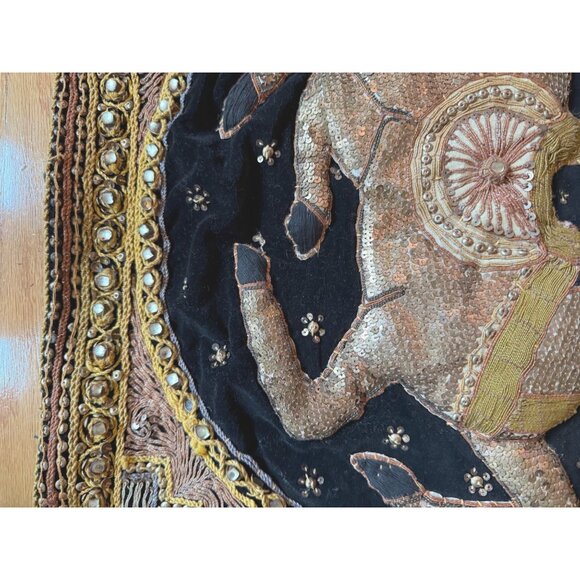 Handmade Burmese Kalaga Embroidered Tapestry Sequined Horse Motif - Picture 6 of 11